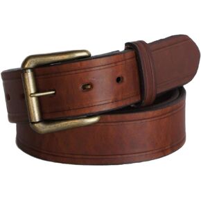 Men's 1-1/2" Genuine Premium Business Real Leather Belt with Heavy Duty Roller Buckle - USA Made - R.G. BULLCO