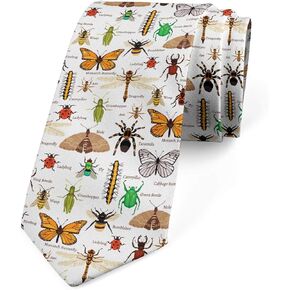 Ambesonne Men's Tie, Wild Forest Insects, 3.7", Multicolor