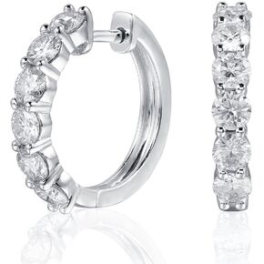 DovEggs 10k الذهب الأبيض آخر 1.2ctw-1.8ctw 3 مللي متر/3.5 مللي متر G-H-I اللون مويسانيتي مقلد الماس هوب أقراط 14K الذهب جودة الفضة للنساء in Kuwait