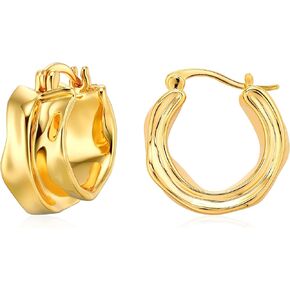 Gold Hoop Earrings 14K Gold Plated Huggie Hoops Twisted Croissant Earrings Small Hoop Earrings for Women Jewelry Gifts in Kuwait