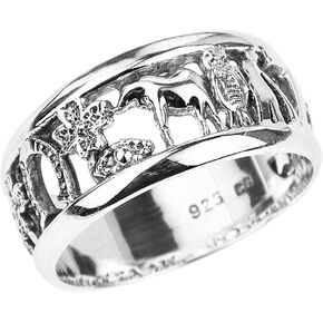 .925 Sterling Silver Good Luck Symbol Thick Open Band Ring - Choice of Size
