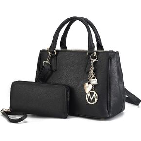 MKF Collection Satchel Bags for Women With Wristlet Wallet, Vegan Leather Shoulder Pocketbook Handbag Purse