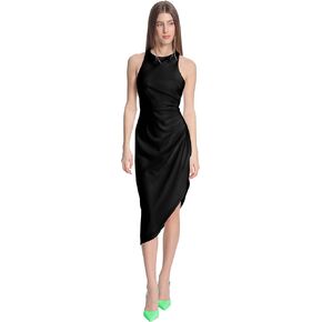 Donna Morgan Women's Sleeveless Bodycon Dress with Side Pleat Tucks and Asymmetric Hem