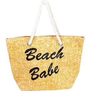 Funky Junque Womens Beach Tote Saying Shoulder Bag Large Straw Travel Handbag