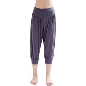 Hoerev Women Super Soft Modal Spandex Harem Yoga Pilates Capri Pants Lounge Pant