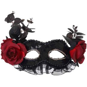 قناع تنكر الهالوين الأسود من ديلادولا للنساء، أقنعة زهرة الدانتيل لحفلات ماردي جراس in Kuwait