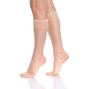 AWS/American Made Sheer Knee High Socks for Women 6 Pairs Trouser Socks Stockings Stretchy Silk Socks