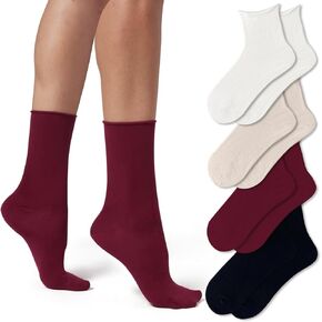 MultiParis Novelty Slouchy Socks For Women Roll Top Socks Ankle Socks Vintage Ruffle Cotton Dress Socks