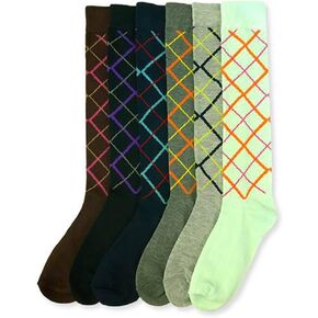 Women's Fancy Design Multi Color Knee High Socks (6 pairs)