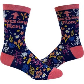Crazy Dog T-Shirts Women's Awesome Mom Socks Cute Mothers Day Flowers Novelty Footwear For Mama