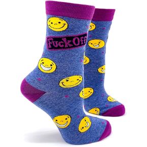 Funny Naughty Saying Socks for Women - F-ck Off Words and Smiley Faces