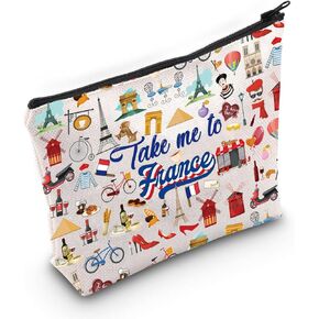 WZMPA France Paris Trip Cosmetic Bag Paris Vacation Gifts Take Me To France Travel Zipper Pouch Bag France Vacation Merchandise (Take France)