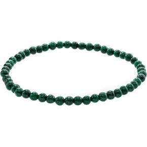 4 mm Round Malachite Stretch Bracelet, 7" for Men, Women and Teens