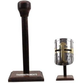 THOR INSTRUMENTS Medieval Costume Armor Wooden Helmet Stand Rustic Vintage Home Decor Gifts