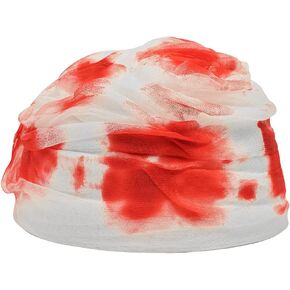 TG Treasure Gurus Fake Bloody Bandage Cap Cosplay Halloween Costume Accessory Head Wrap Movie Prop Blood Hat Gag Gift White