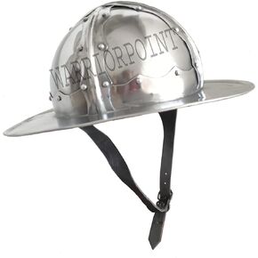 18 GAUGE,Medieval Italian Kettle Metal Battle Ready Helmet With Free Leather Liner