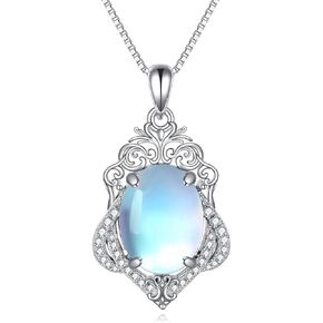 YAFEINI Moonstone Necklaces for Women Sterling Silver Simple Moonstone Pendant Necklace Moonstone Jewelry Christmas Birthday Gifts for Girls