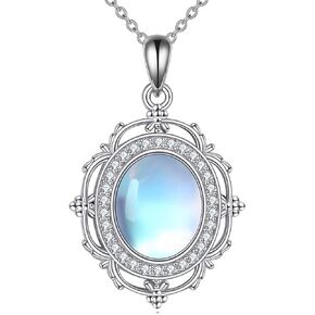 YAFEINI Moonstone Necklaces for Women Sterling Silver Simple Moonstone Pendant Necklace Moonstone Jewelry Christmas Birthday Gifts for Girls
