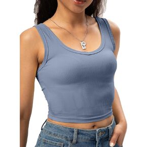 Sports Crop Tank Tops for Women Cropped Workout Tops V or Scoop Neckline Running Yoga Tanks Cotton Sleeveless Gym Shirts
