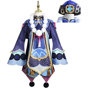 Game Qiqi Cosplay Costume Dress Suit Skirt Cheongsam Halloween Outfit Uniform with Necklace Hat