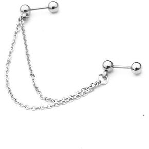 1 Pieces Ball Ear Cuff Piercing Single Ear Cartilage Stud for Women - Long Chain Wrap Cartilage Earrings Jewelry