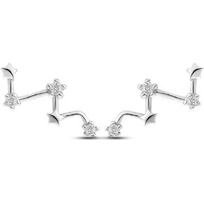 925 Sterling Silver Star Stud Earrings For Women Girls Clear Cubic Zirconia Climber Crawler Wrap Earrings Star Piercings Studs