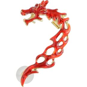 Alilang Golden Tone Dragon Fury Battleground Shimmering Red Finish Flame Esque Earring Cuff