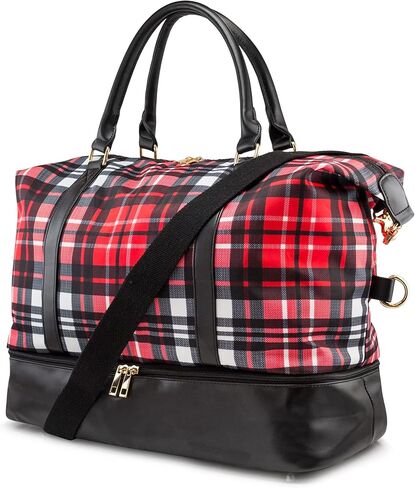 حقيبة سفر لعطلة نهاية الأسبوع من جيرونيك للنساء والرجال يمكن حملها طوال الليل مع حجرة للأحذية وأكمام للأمتعة - جلد الفهد in Kuwait