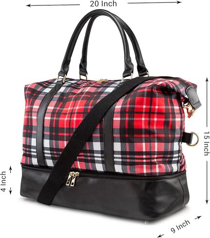 حقيبة سفر لعطلة نهاية الأسبوع من جيرونيك للنساء والرجال يمكن حملها طوال الليل مع حجرة للأحذية وأكمام للأمتعة - جلد الفهد in Kuwait