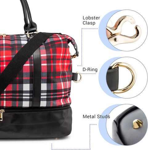 حقيبة سفر لعطلة نهاية الأسبوع من جيرونيك للنساء والرجال يمكن حملها طوال الليل مع حجرة للأحذية وأكمام للأمتعة - جلد الفهد in Kuwait