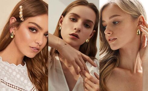 14K Gold Big Hoop Earrings For Women girl，Cubic Zirconia Stainless Steel Hoop Earrings，Classic Design Hypoallergenic Hoops Earrings 50MM in Kuwait