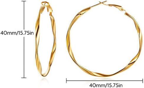 TIYHMNA Plated Twisted Round Lightweight Hoop Huggie Earrings for Women Girls - Gold and Silver Circle Earrings Jewelry for Gifts in Saudi Arabia