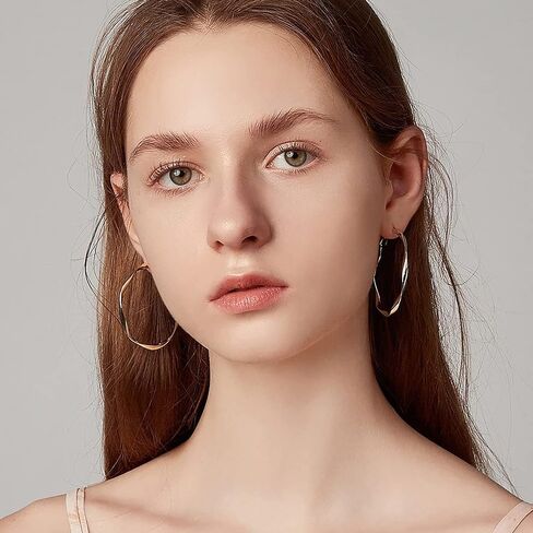 TIYHMNA Plated Twisted Round Lightweight Hoop Huggie Earrings for Women Girls - Gold and Silver Circle Earrings Jewelry for Gifts in Saudi Arabia