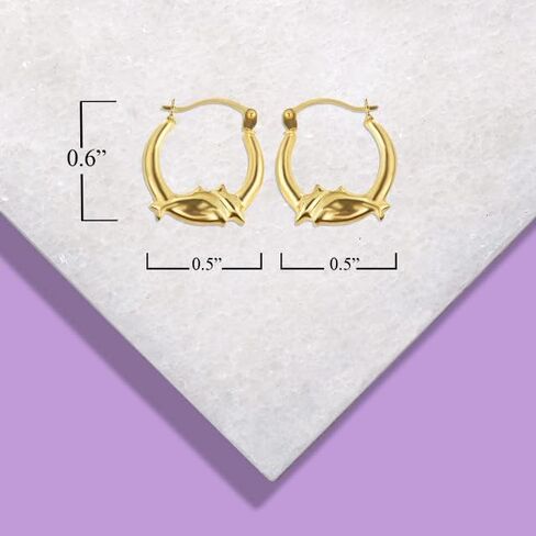 Dazzling 14K Yellow Gold Dainty Jumping Double Dolphin Reversible 0.60" Hoop Earrings for Women Girls in Saudi Arabia