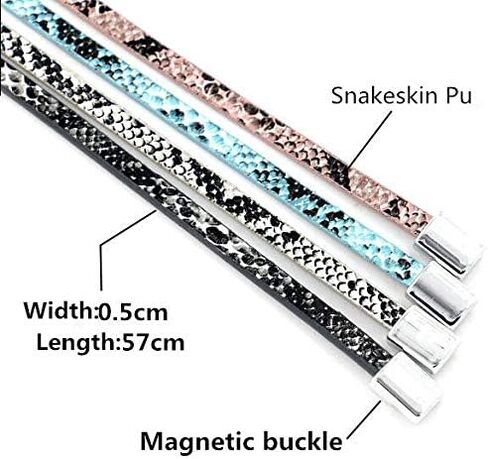 HUNO Multilayer Leopard Textured Cuff Bracelets Buckle Snakeskin PU Leather Wrap Cuff Bangle for Women Girls in Saudi Arabia