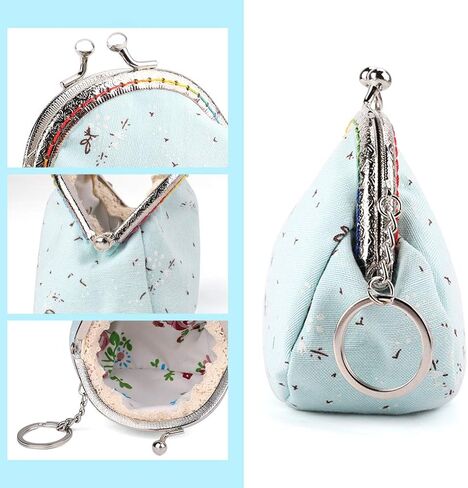 Oyachic محفظة صغيرة للعملات المعدنية خمر تغيير محفظة مخلب المحفظة قبلة قفل الحقيبة مع إغلاق المشبك هدية للفتيات النساء in Kuwait