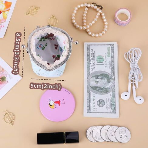 Oyachic محفظة صغيرة للعملات المعدنية خمر تغيير محفظة مخلب المحفظة قبلة قفل الحقيبة مع إغلاق المشبك هدية للفتيات النساء in Kuwait