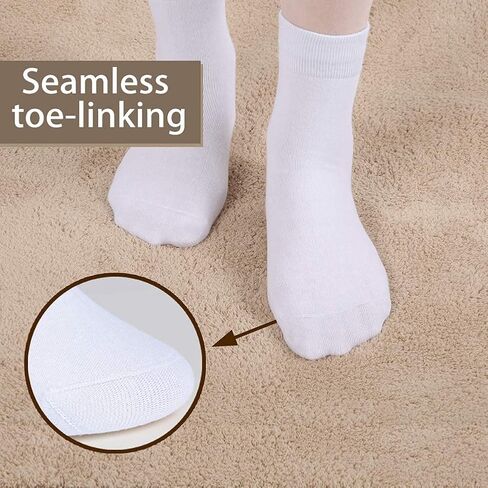 6 أزواج من الجوارب النسائية البيضاء مقاس 9-11 جوارب نسائية بيضاء خفيفة الوزن من القطن الناعم رقيقة على الساق للعمل، بنطلون، كاجوال، غير ملزم، مسامي in Kuwait