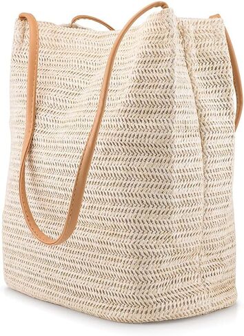 Oct17 Women Straw Beach Bag tote Shoulder Bag Summer Handbag in Saudi Arabia