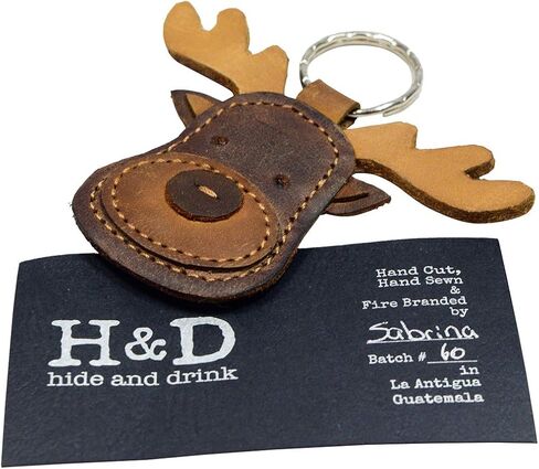 Hide & Drink, Leather Moose Keychain/Stuffed Animal Ornament/Wildlife/Cute Keychain, Handmade Includes 101 Year Warranty :: Bourbon Brown in Saudi Arabia
