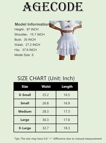 تنورة قصيرة نسائية من AGECODE ذات ثنيات وتطريز من الدانتيل بطبقات وكشكشة عالية الخصر in Kuwait