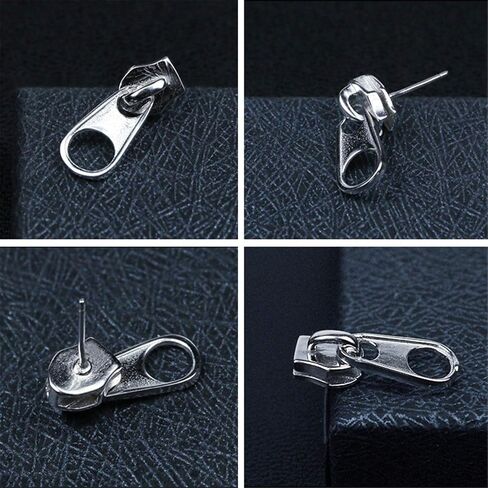 ANDPAI Fashion Vintage Gold Silver Zipper Shape Studs Earring Sets Metal Alloy Black Funky Zipper Dangle Drop Earrings For Women Men and Girls in Saudi Arabia