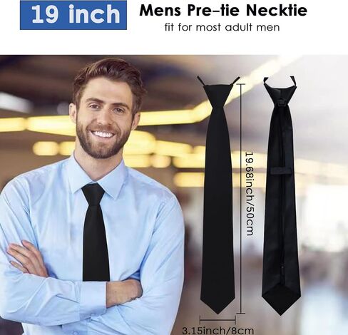 Mantieqingway Mens Black Tie, 20inchs Adjustable Pre-tied Neckties 3.15'' Pure Ties for Men Women Graduation School Uniforms in Saudi Arabia