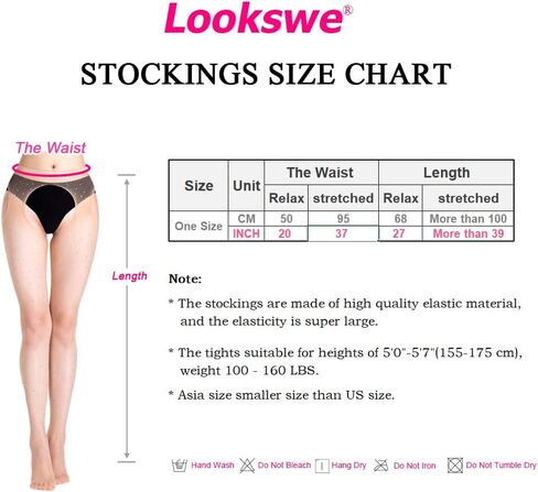 Lookswe سباركلي حجر الراين جوارب المرأة مثير شبكة صيد السمك الجوارب بريق جوارب طويلة سوداء حجم واحد in Kuwait
