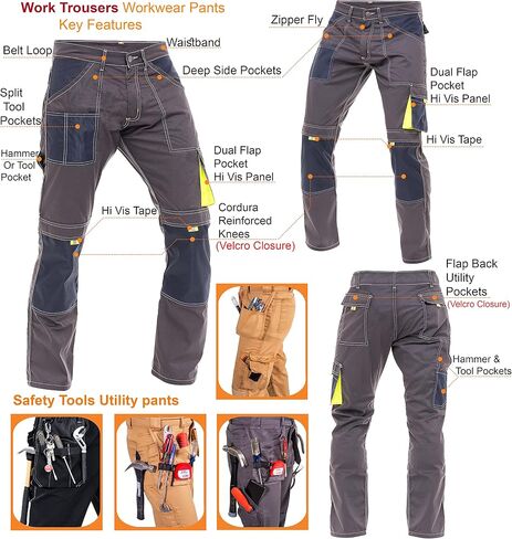 Men Carpenter Pants Tactical Heavy Duty Trousers Cordura Knee Pad Reinforced Utility Pockets Painter Pants in Saudi Arabia