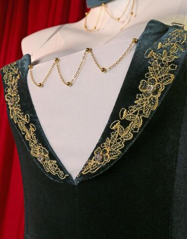 Women Medieval One Piece Bodysuit Top Corset Velvet Leotard Costume with Stockings Choker Halloween in Saudi Arabia