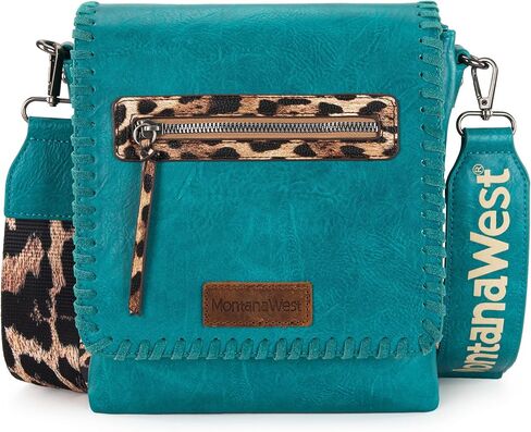 Montana West Crossbody Bags for Women with Dual Compartments Western Crossbody Purse With Leopard Print Guitar Strap in Kuwait