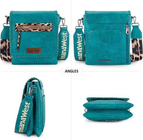 Montana West Crossbody Bags for Women with Dual Compartments Western Crossbody Purse With Leopard Print Guitar Strap in Kuwait