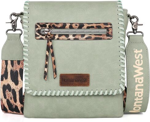 Montana West Crossbody Bags for Women with Dual Compartments Western Crossbody Purse With Leopard Print Guitar Strap in Saudi Arabia
