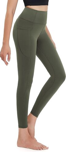 سراويل ضيقة للتمرين للسيدات، سراويل يوجا عالية الخصر مقاس 25 بوصة مع جيوب جانبية in Kuwait